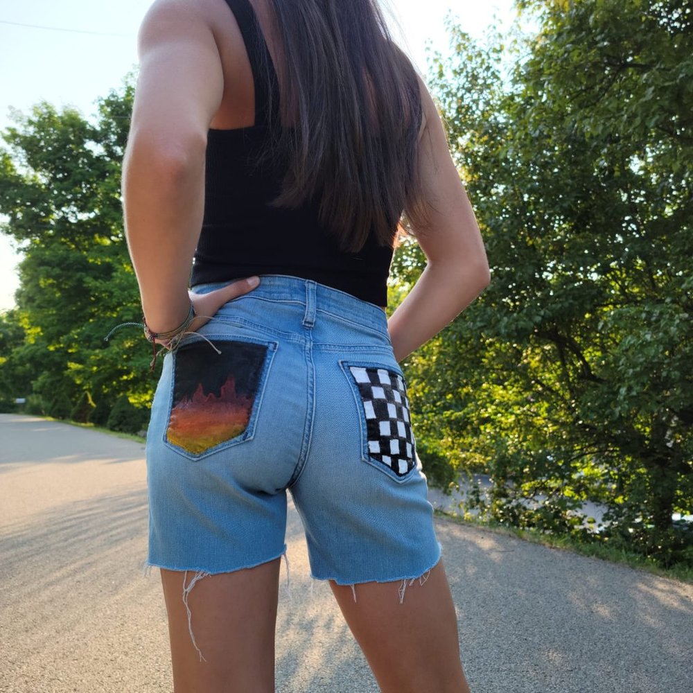 Handpainted Jean Shorts
